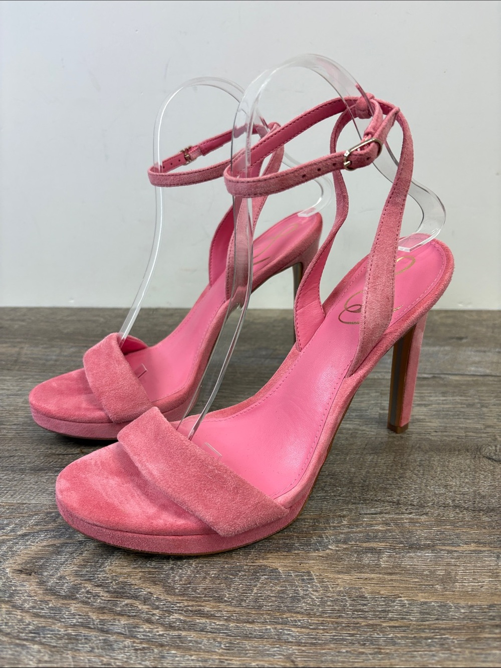 Sam Edelman “Jade” Pink Suede Ankle Strap Platform Heels Size 8